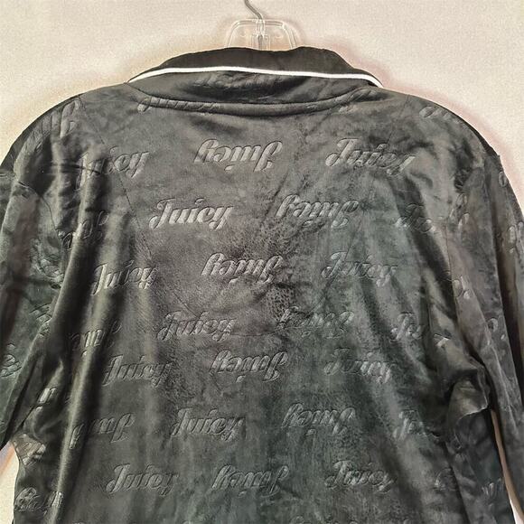 Juicy Couture Velour Pajama Top Women Size L Black Long Sleeve Cozy Soft Y2K - Picture 8 of 13